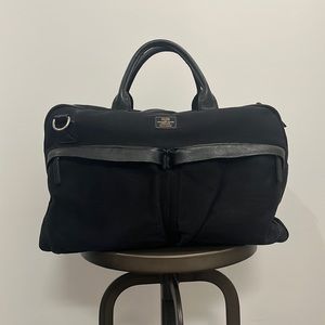 Frank & Oak Black Canvas Leather Weekender